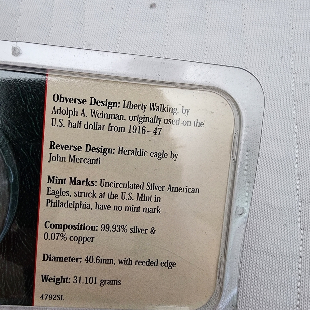 2001 Silver American Eagle Coin One Dollar - Picture 4 of 4